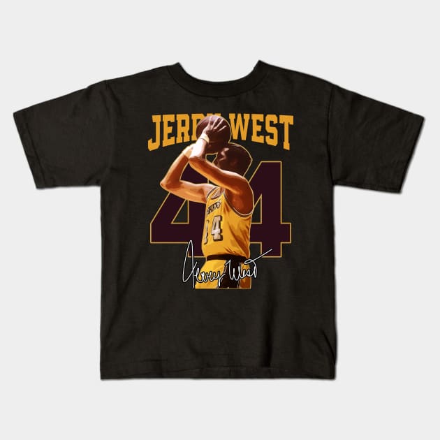 Jerry West Mr Clutch Basketball Legend Signature Vintage Retro 80s 90s Bootleg Rap Style Kids T-Shirt by CarDE